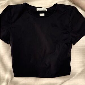 Babaton Black Cropped Contour Short Sleeve